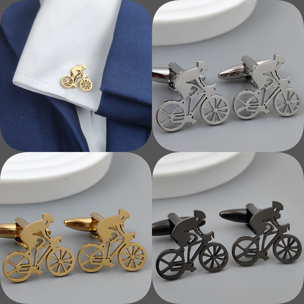 Men Formal Wear With Tie - Manset berlapis emas pembalap sepeda, manset