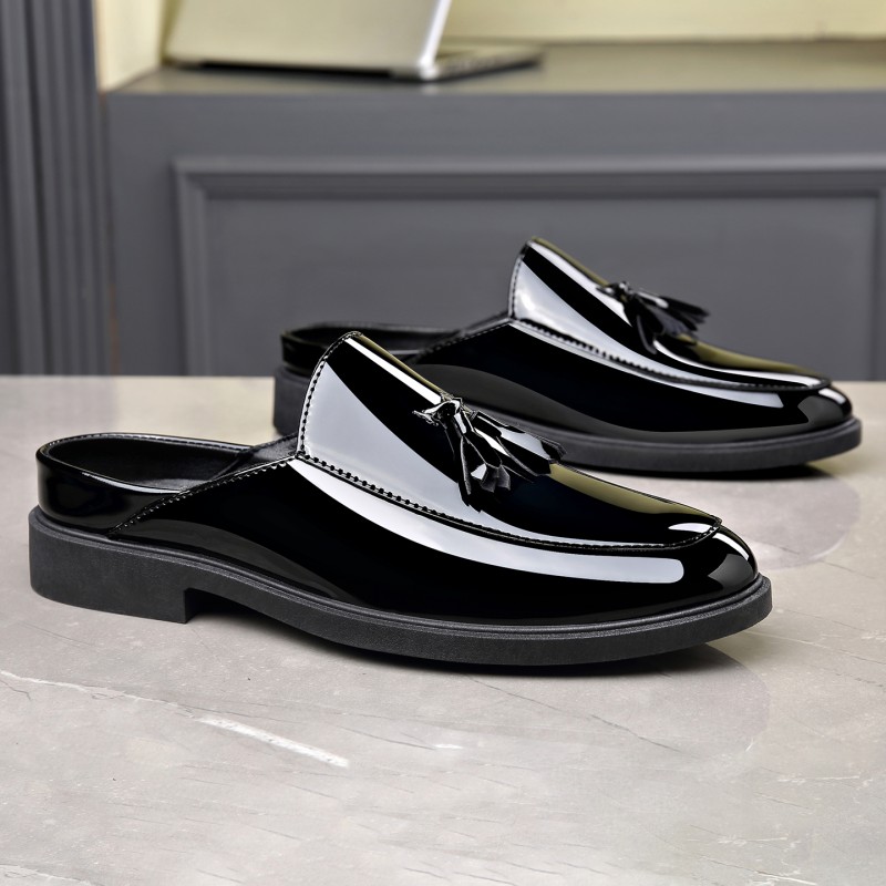 Sepatu Mules Kulit Paten Hitam - Men'S Formal Wear Slippers ulasan dan harga