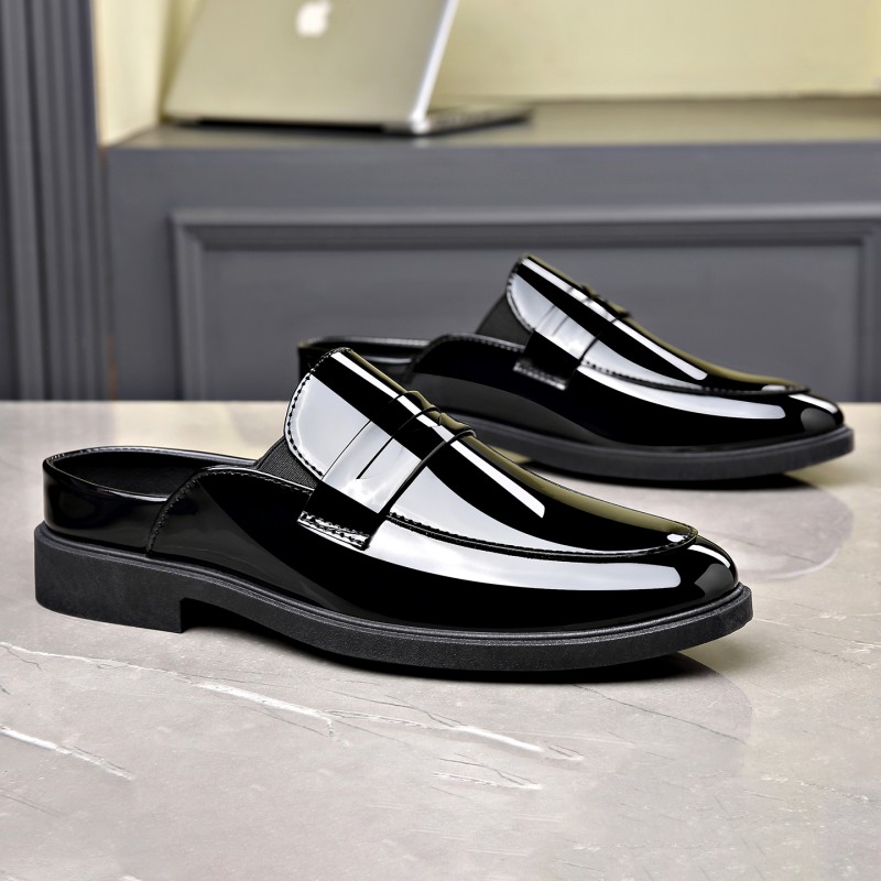 Sepatu Mules Kulit Paten Hitam - Men'S Formal Wear Slippers ulasan dan harga