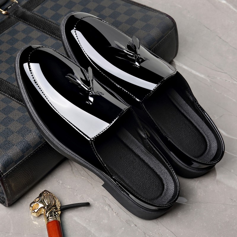 Sepatu Mules Kulit Paten Hitam - Men'S Formal Wear Slippers ulasan dan harga
