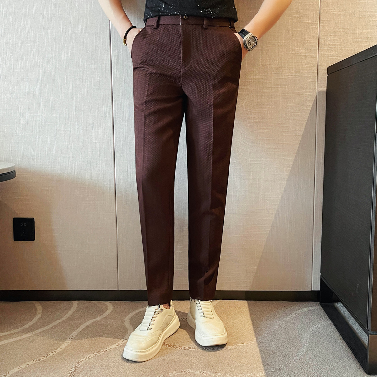 Celana Kasual Bergaris Tipis P - Men'S Formal Wear Rental ulasan dan harga