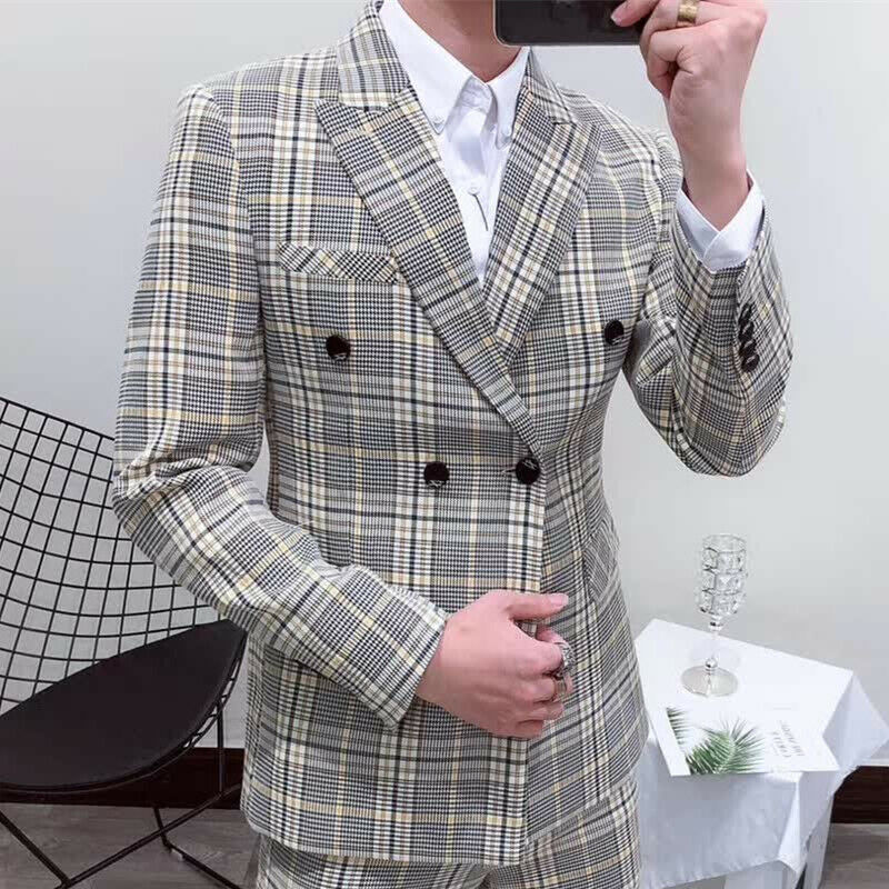 Setelan Pria Kotak-kotak Merok - Latest Men Formal Wear ulasan dan harga